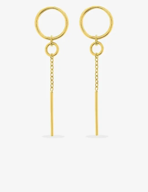 Boucles d'oreilles pendantes chaîne forçat et bâton 15 mm plaqué or SO OR