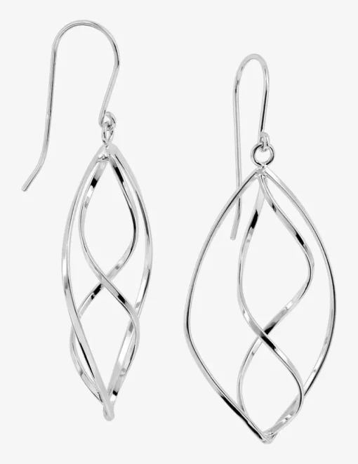 Boucles d'oreilles pendantes feuille en argent 925‰ rhodié SO OR