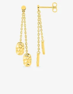 Boucles d'oreilles pendantes plaqué or détail chaines et ovale SO OR