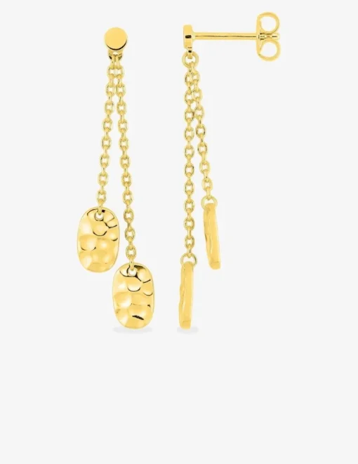 Boucles d'oreilles pendantes plaqué or détail chaines et ovale SO OR