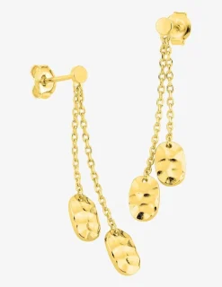 Boucles d'oreilles pendantes plaqué or détail chaines et ovale SO OR