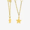 Boucles d'oreilles pendantes acier doré avec motifs d'étoiles SO OR