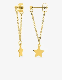 Boucles d'oreilles pendantes acier doré avec motifs d'étoiles SO OR