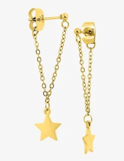 Boucles d'oreilles pendantes acier doré avec motifs d'étoiles SO OR