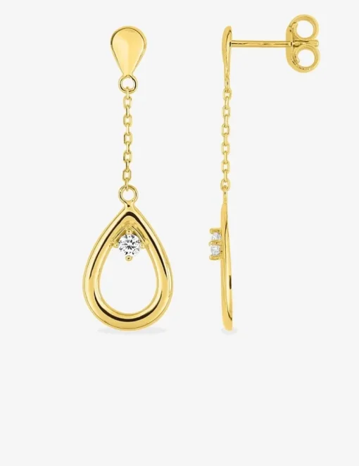 Boucles d'oreilles pendantes or jaune 375 ‰ et oxydes de zirconium SO OR