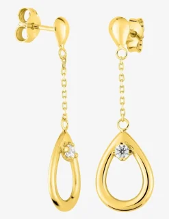 Boucles d'oreilles pendantes or jaune 375 ‰ et oxydes de zirconium SO OR