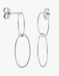 Boucles d'oreilles pendantes or blanc 375 ‰ anneaux entrelacés SO OR