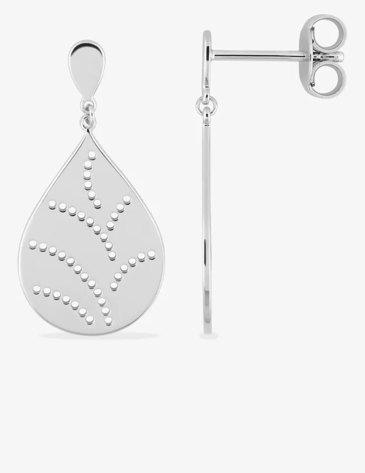 Boucles d'oreilles pendantes argent 925 ‰ rhodié en goutte et motif percé SO OR