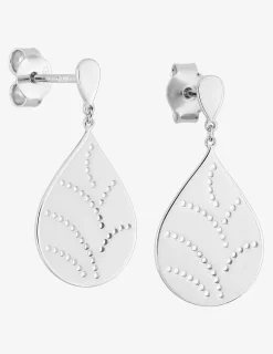 Boucles d'oreilles pendantes argent 925 ‰ rhodié en goutte et motif percé SO OR