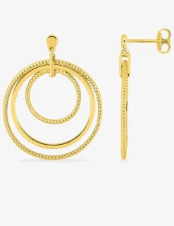 Boucles d'oreilles pendants multi-anneaux en plaqué or SO OR