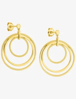 Boucles d'oreilles pendants multi-anneaux en plaqué or SO OR