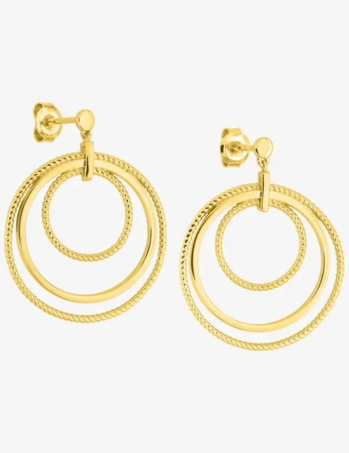 Boucles d'oreilles pendants multi-anneaux en plaqué or SO OR