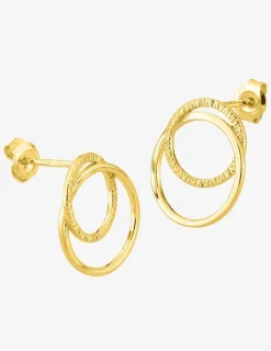 Boucles d'oreilles pendantes anneaux entrelacés en plaqué or SO OR