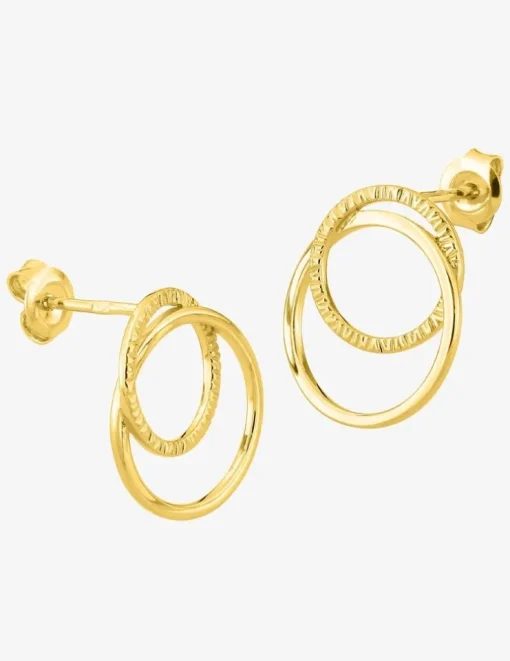 Boucles d'oreilles pendantes anneaux entrelacés en plaqué or SO OR