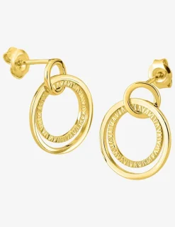 Boucles d'oreilles pendantes anneaux entrelacés design en plaqué or SO OR