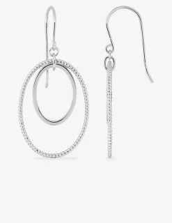 Boucles d'oreilles pendantes en argent 925 ‰ rhodié, motifs ovales SO OR