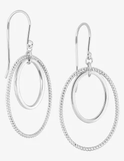Boucles d'oreilles pendantes en argent 925 ‰ rhodié, motifs ovales SO OR
