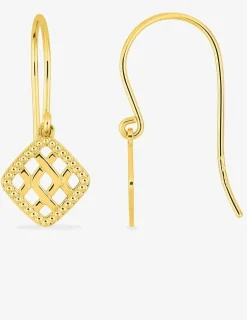 Boucles d'oreilles pendantes crochet en plaqué or losange graphique SO OR