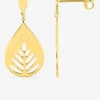 Boucles d'oreilles pendantes en plaqué or motif goutte et feuille SO OR