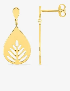 Boucles d'oreilles pendantes en plaqué or motif goutte et feuille SO OR