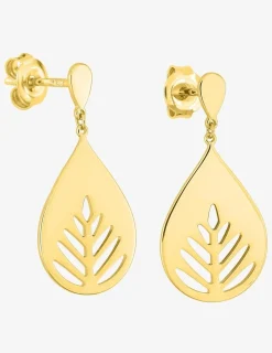 Boucles d'oreilles pendantes en plaqué or motif goutte et feuille SO OR