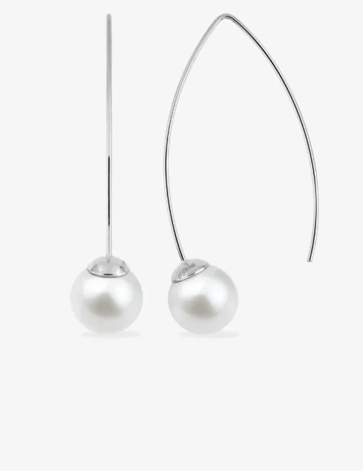 Boucles d'oreilles pendantes acier et perle d'imitation SO OR