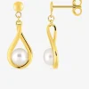 Boucles d'oreilles pendantes or jaune 375 ‰, perle de culture d'eau douce 5 mm SO OR