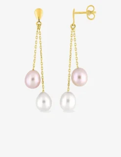 Boucles d'oreilles pendantes perles de culture d'eau douce en or 750‰ SO OR