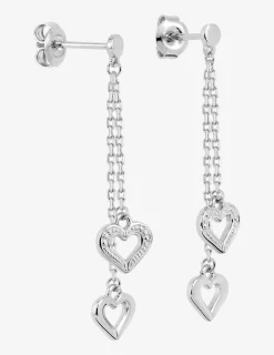 Boucles d'oreilles pendantes cœurs en argent 925‰ rhodié SO OR