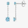 Boucles d'oreilles pendantes or blanc 375‰, double topaze SO OR