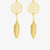 Boucles d'oreilles pendantes attrape-rêve en or jaune 375‰ et oxyde de zirconium SO OR