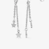 Boucles d'oreilles pendantes chaines étoilées argent rhodié 925‰ avec oxyde de zirconium SO OR