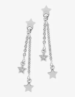 Boucles d'oreilles pendantes chaines étoilées argent rhodié 925‰ avec oxyde de zirconium SO OR