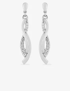 Boucles d'oreilles pendantes triples courbes croisées argent rhodié 925‰ avec oxyde de zirconium SO OR