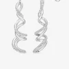 Boucles d'oreilles pendantes doubles serpentins argent rhodié 925 ‰ avec oxyde de zirconium SO OR
