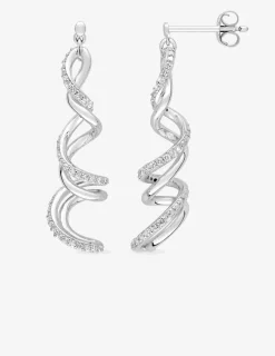 Boucles d'oreilles pendantes doubles serpentins argent rhodié 925 ‰ avec oxyde de zirconium SO OR