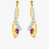 Boucles d'oreilles pendantes or jaune 375‰ et rubis SO OR