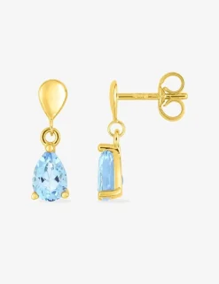 Boucles d'oreilles pendantes or jaune 375‰, topaze SO OR