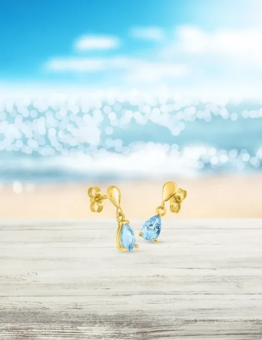 Boucles d'oreilles pendantes or jaune 375‰, topaze SO OR