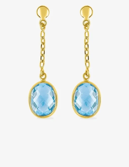 Boucles d'oreilles pendantes or jaune 375‰, topaze cerclée SO OR