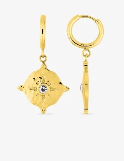 Boucles d’oreilles pendantes en acier doré et cristal blanc SO OR