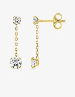 Boucles d'oreilles pendantes or jaune 750 ‰, oxyde de zirconium SO OR