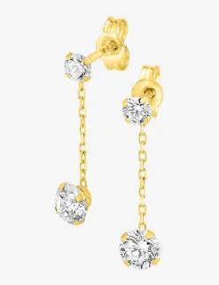 Boucles d'oreilles pendantes or jaune 750 ‰, oxyde de zirconium SO OR