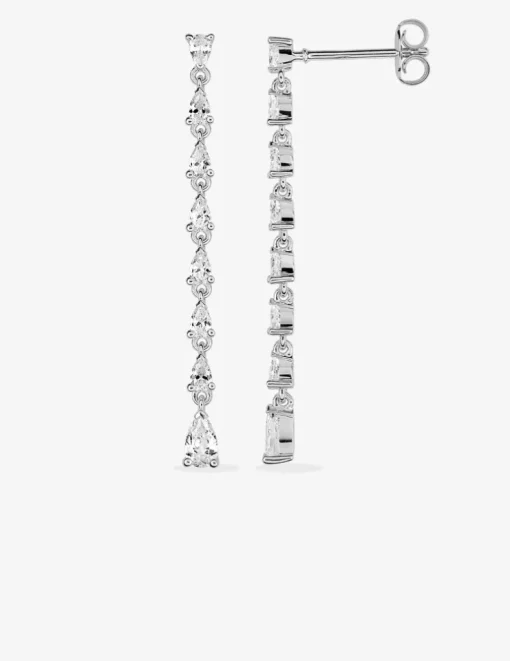 Boucles d'oreilles pendantes argent rhodié 925‰ avec oxyde de zirconium 38 mm SO OR