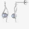 Boucles d'oreilles pendantes perles grises d'imitation argent rhodié 925‰ avec oxyde de zirconium SO OR