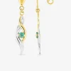 Boucles d'oreilles pendantes brins entrelacés or 750‰ bicolore et émeraude SO OR