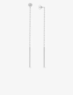 Boucles d'oreilles pendantes argent 925‰ rhodié et oxyde de zirconium serti clos SO OR