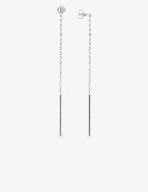 Boucles d'oreilles pendantes argent 925‰ rhodié et oxyde de zirconium serti clos SO OR