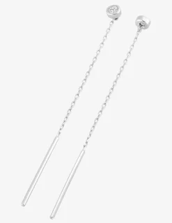 Boucles d'oreilles pendantes argent 925‰ rhodié et oxyde de zirconium serti clos SO OR