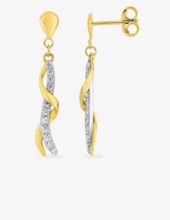 Boucles d'oreilles pendantes en or jaune 375‰ et oxyde de zirconium SO OR